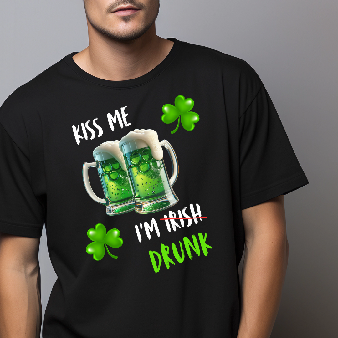 Kiss Me I'm Drunk St Patrick's Day T Shirt Funny Fun Party