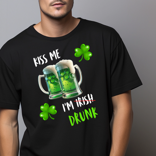 Kiss Me I'm Drunk St Patrick's Day T Shirt Funny Fun Party