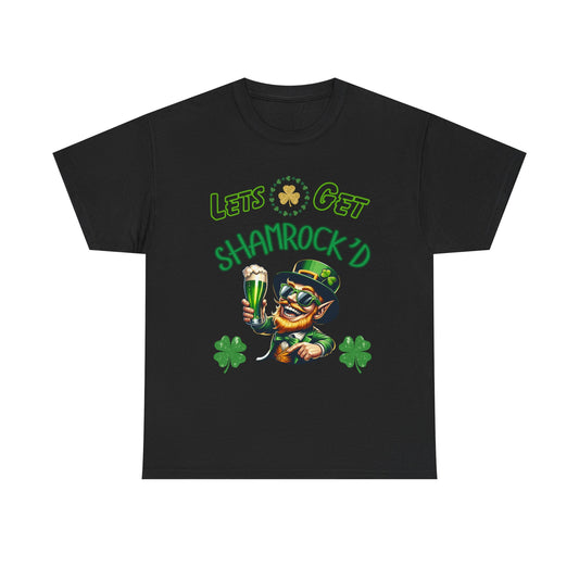 St. Patrick's Day Unisex Tee - Leprechaun Drinking Beer Partying Getting Shamrock'd